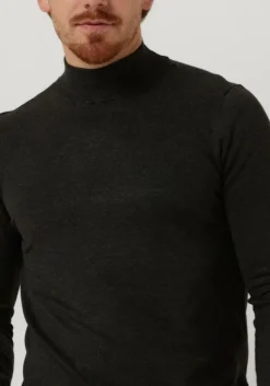 donkergrijze purewhite coltrui essential knit mockneck ls