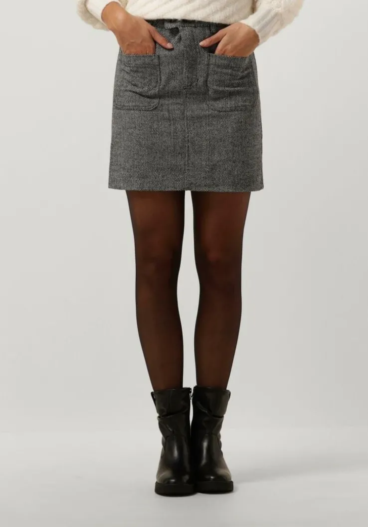 donkergrijze scotch & soda minirok herringbone high rise mini skirt