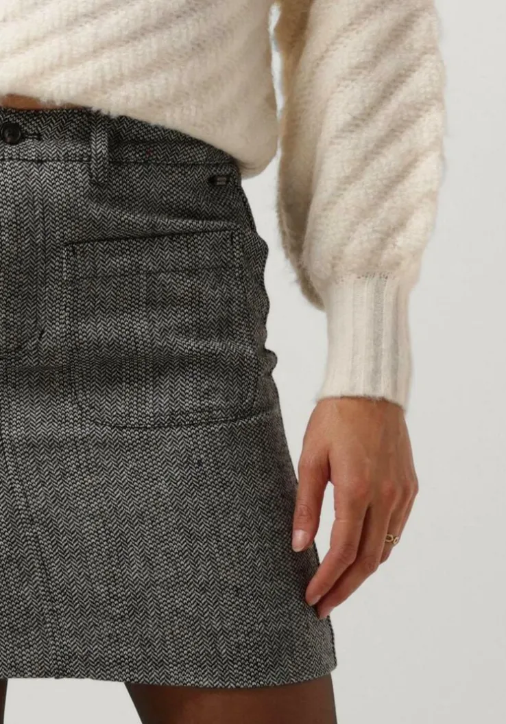 donkergrijze scotch & soda minirok herringbone high rise mini skirt
