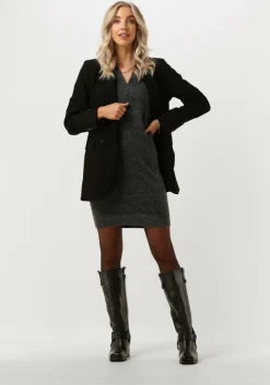 donkergrijze scotch & soda mini jurk relaxed v neck knitted dress