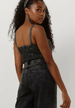 donkergrijze selected femme top slfdoa-dia sl denim top ex