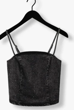 donkergrijze selected femme top slfdoa-dia sl denim top ex