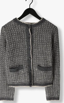 donkergrijze selected femme vest slfsine ls knit cardigan