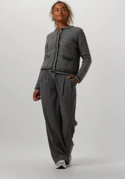 donkergrijze selected femme vest slfsine ls knit cardigan