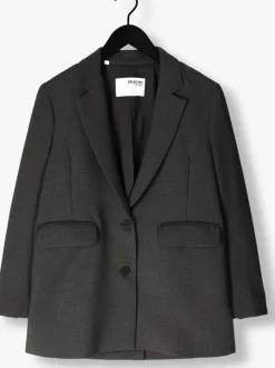 donkergrijze selected femme blazer slfrita ls relaxed blazer