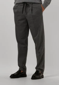 donkergrijze selected homme pantalon slh190-reg tapered leroy pleat pans