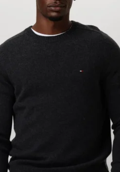 donkergrijze tommy hilfiger trui lambswool crew neck