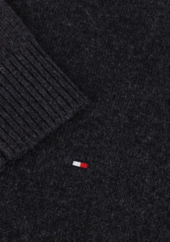 donkergrijze tommy hilfiger trui lambswool crew neck