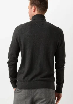 donkergrijze tommy hilfiger coltrui pima org ctn cashmere roll neck