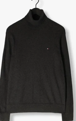 donkergrijze tommy hilfiger coltrui pima org ctn cashmere roll neck
