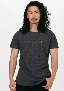 donkergrijze tommy jeans t-shirt tjm slim jaspe c neck