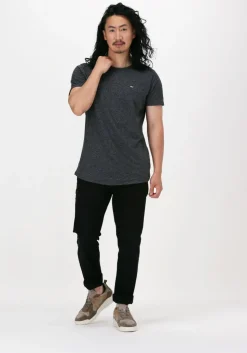 donkergrijze tommy jeans t-shirt tjm slim jaspe c neck