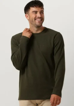 donkergroene anerkjendt polo / t-shirt aksilo l/s waffle emb ls