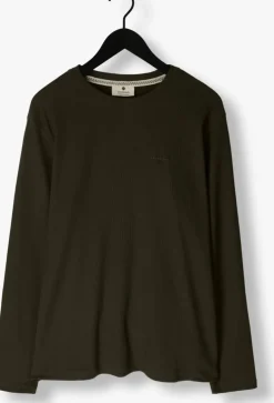 donkergroene anerkjendt polo / t-shirt aksilo l/s waffle emb ls