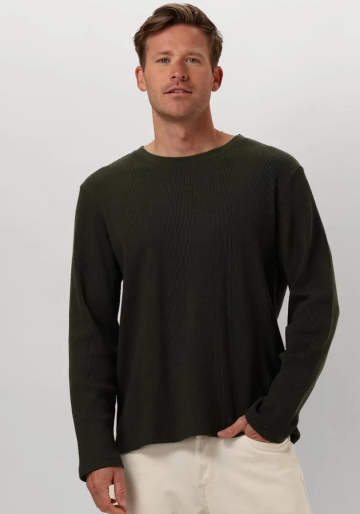 donkergroene anerkjendt polo / t-shirt akkikki l/s waffle tee