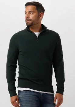 donkergroene calvin klein trui merino quarter zip
