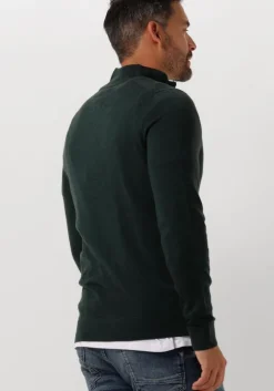 donkergroene calvin klein trui merino quarter zip