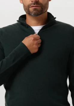 donkergroene calvin klein trui merino quarter zip