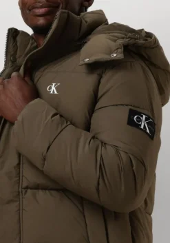 donkergroene calvin klein gewatteerde jas essentials non down jacket