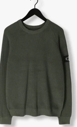 donkergroene calvin klein sweater badge easy sweater