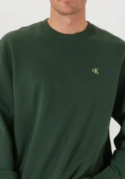 donkergroene calvin klein sweater ls eu 350terry monogram cn sweat