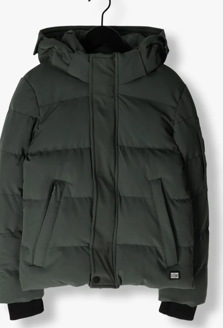 donkergroene cars jeans gewatteerde jas bronx