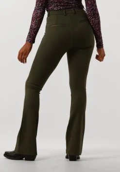 donkergroene freebird flared broek plien