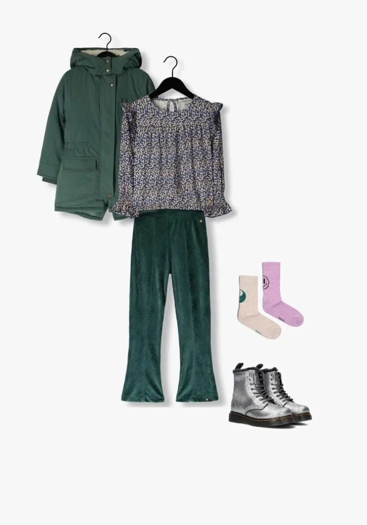 donkergroene koko noko flared broek q52961