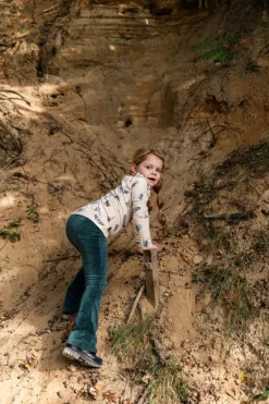 donkergroene koko noko flared broek q52961