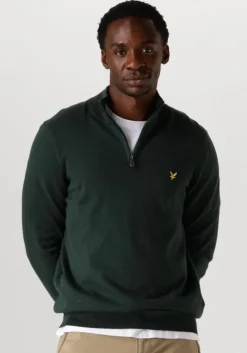 donkergroene lyle & scott trui cotton merino quarter zip jumper