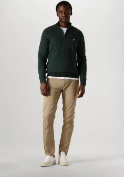donkergroene lyle & scott trui cotton merino quarter zip jumper