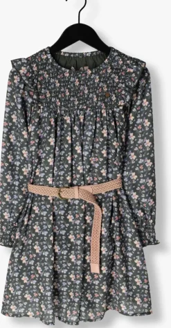 donkergroene nono mini jurk maan aop watercolor dress