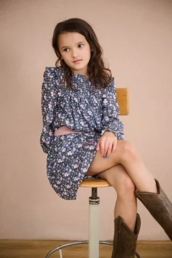 donkergroene nono mini jurk maan aop watercolor dress