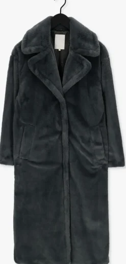 donkergroene notre-v faux fur jas fur long coat