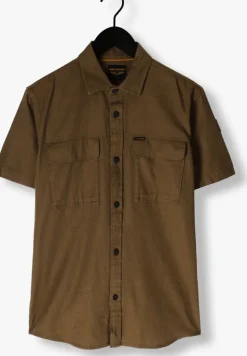 donkergroene pme legend casual overhemd short sleeve shirt slub cotton