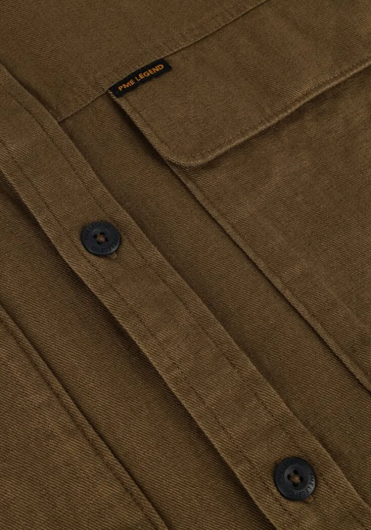 donkergroene pme legend casual overhemd short sleeve shirt slub cotton