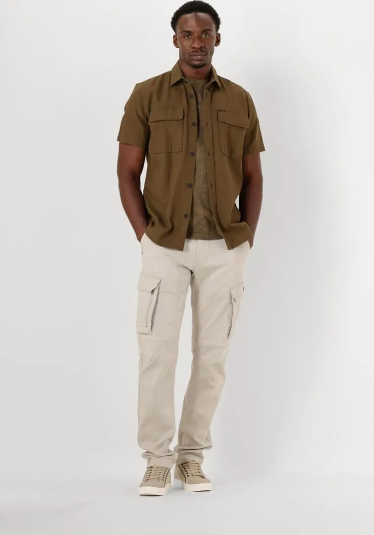 donkergroene pme legend casual overhemd short sleeve shirt slub cotton