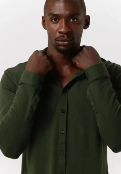 donkergroene purewhite casual overhemd essential shirt jersey ls