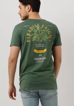 donkergroene purewhite t-shirt tshirt with small logo on chest and big back print