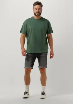 donkergroene purewhite t-shirt tshirt with small logo at side and big back embroidery