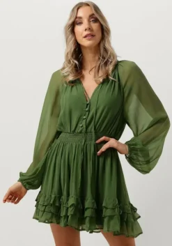 donkergroene rough studios mini jurk lilly dress