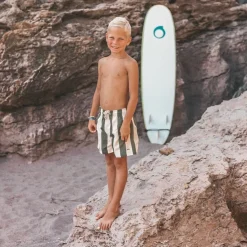 donkergroene salted stories zwembroeken wide stripe swimshorts