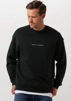 donkergroene scotch & soda sweater logo front chest sweatshirt