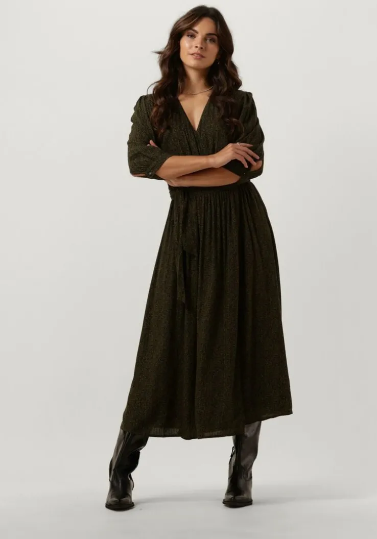 donkergroene scotch & soda midi jurk midi wrap dress