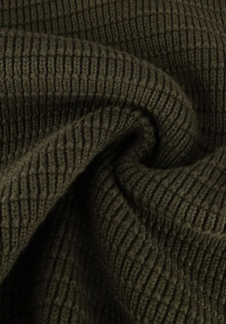 donkergroene selected homme trui slhtheo ls knit structure half zip