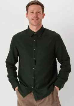 donkergroene selected homme casual overhemd slhreg-owen flannel mix shirt