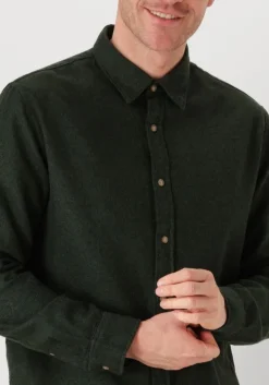 donkergroene selected homme casual overhemd slhreg-owen flannel mix shirt