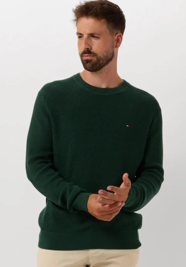 donkergroene tommy hilfiger trui structure crew nk