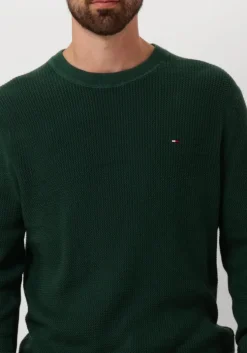 donkergroene tommy hilfiger trui structure crew nk