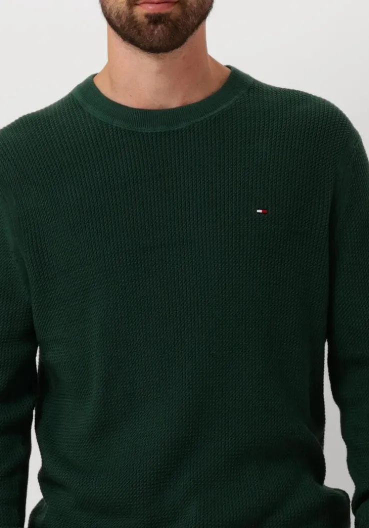 donkergroene tommy hilfiger trui structure crew nk